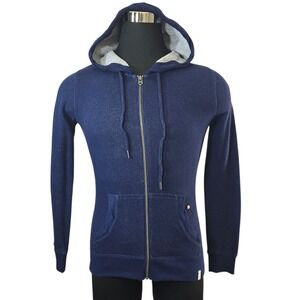 Quiksilver Full Zip Knit Hoodie Sailboat Graphic Navy Blue‎ Casual Activewear M